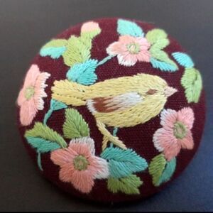 Embroidered Bird Button - Multicolor